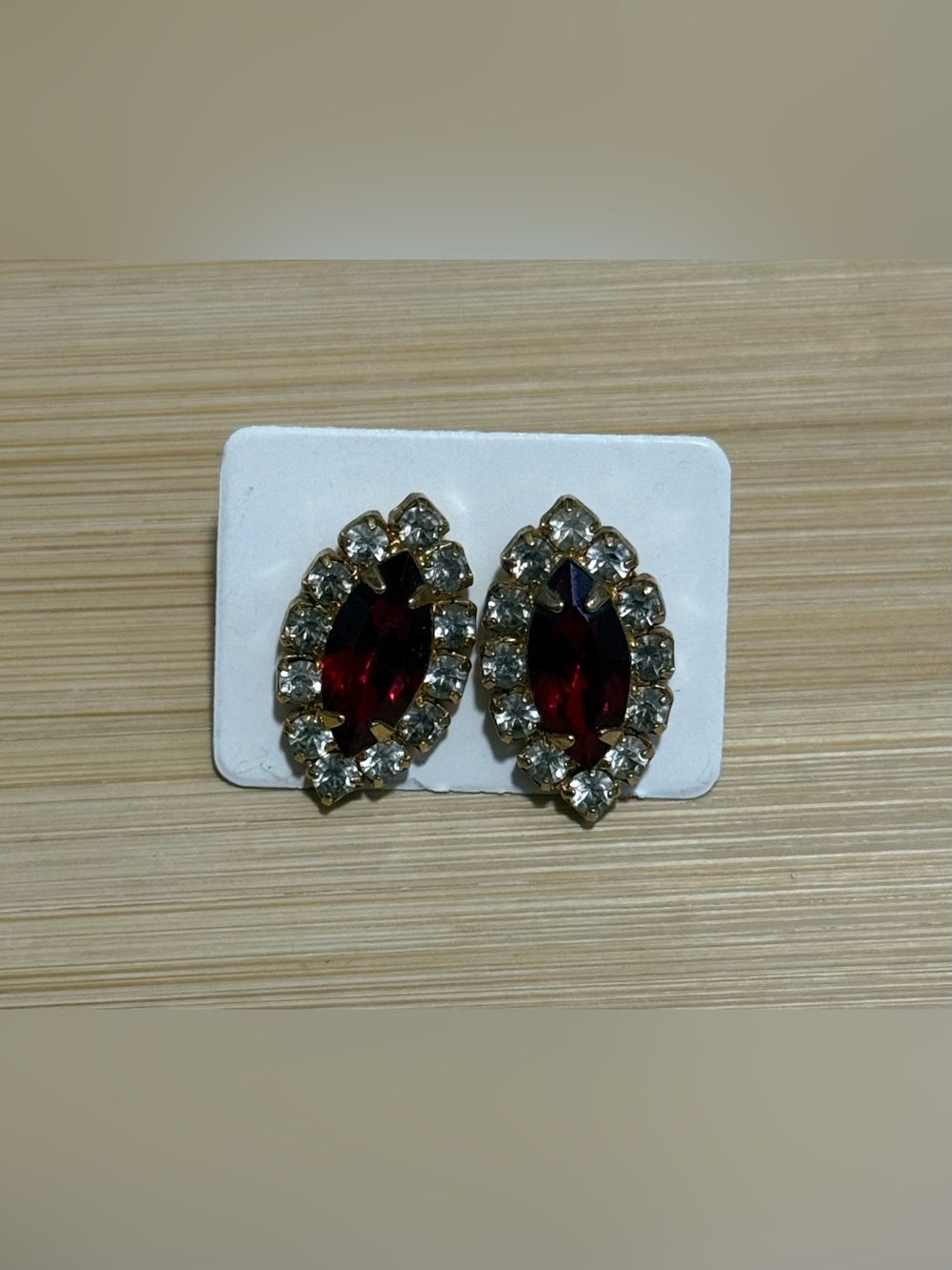 Red Crystal Marquise Stud Earrings